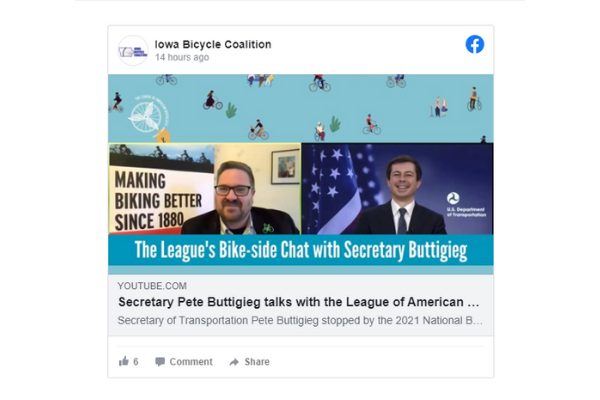 Secretary Pete Buttigieg talks with the League of American Bicyclists about making biking better
