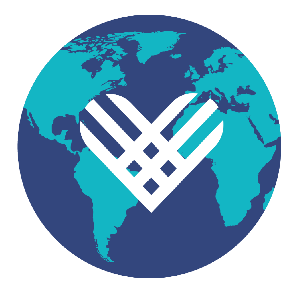 Giving Tuesday heart mark on a graphic Earth